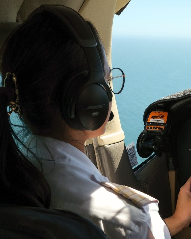 Eagle Eye Aviation pilot at the controls over the Namib